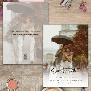 Modern Save the Date Calligraphy Script w/Photo