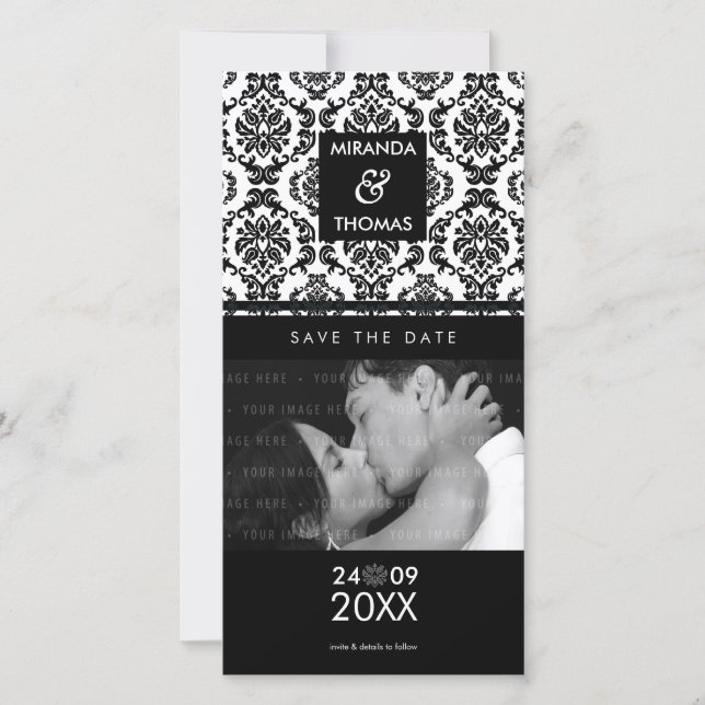 MODERN SAVE THE DATE CARD :: damask colours 10 (Front)