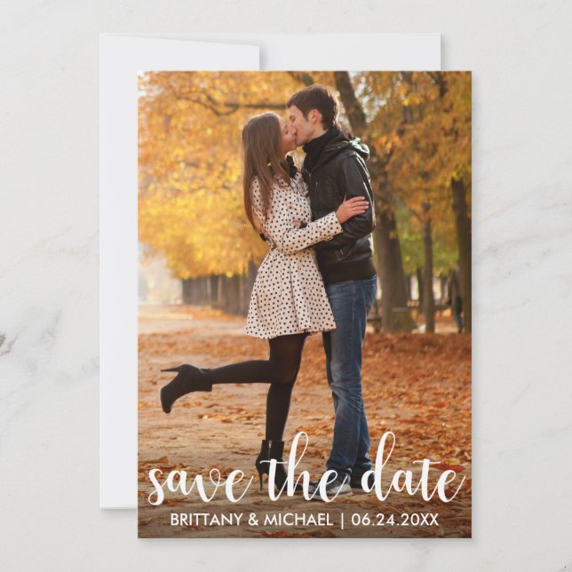Modern Save The Date Engagement Couple Photo WL Invitation (Front)