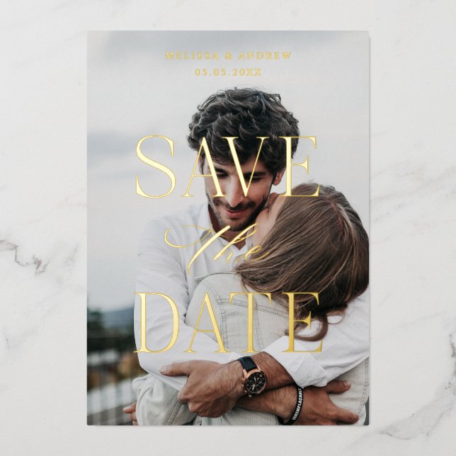 Modern Save the Date Foil Invitation (Front)