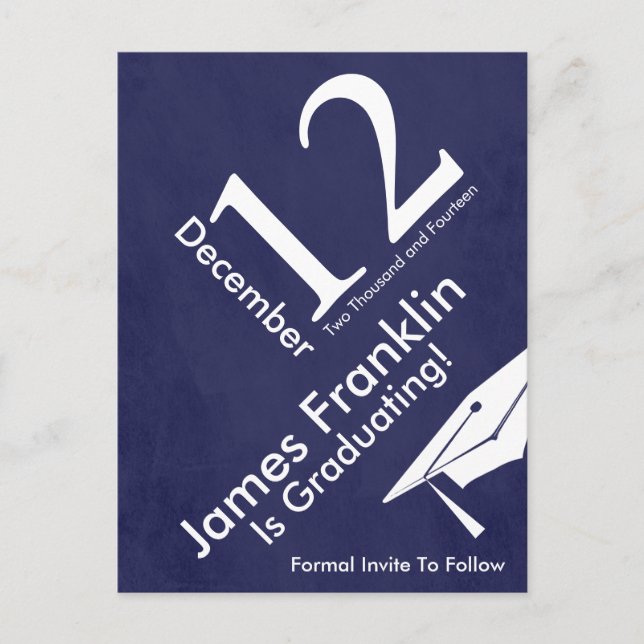 Modern Save The Date Graduation Announcement Postcard (Front)