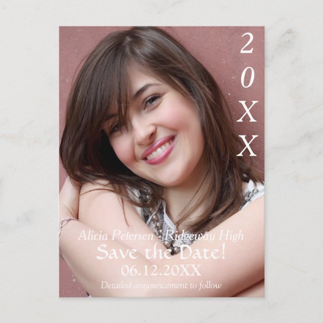 Modern Save the Date Graduation Announcement Postcard (Front)