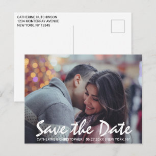 Modern Save the Date Hand Lettered Photo Postcard
