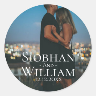 Modern Save The Date Personalised Photo Classic Round Sticker