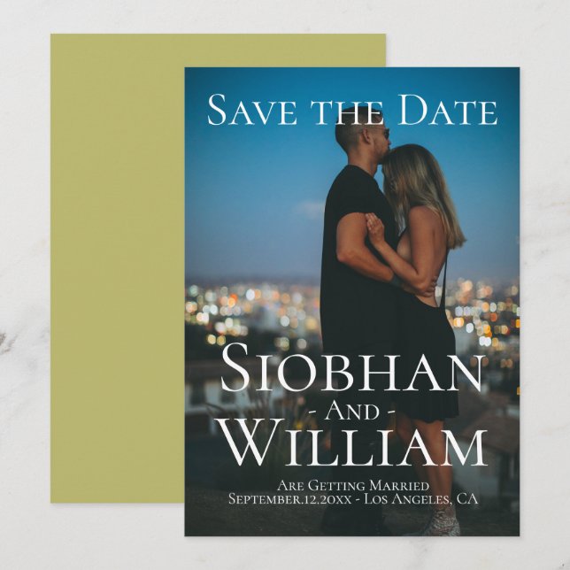 Modern Save The Date Personalised Photo Invitation (Front/Back)