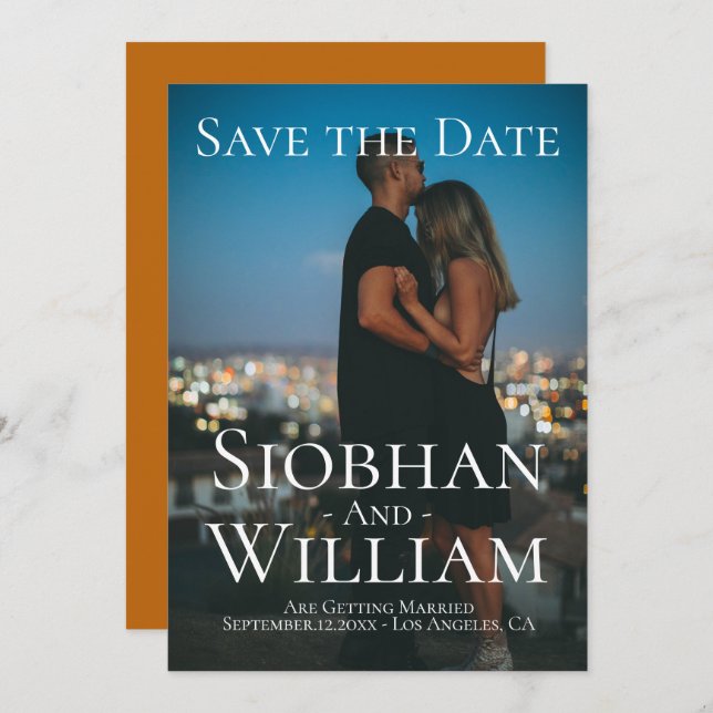 Modern Save The Date Personalised Photo Invitation (Front/Back)