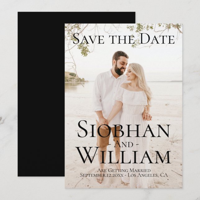 Modern Save The Date Personalised Photo Invitation (Front/Back)