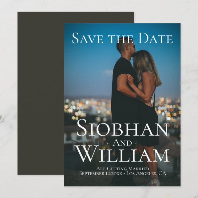 Modern Save The Date Personalised Photo Invitation (Front/Back)