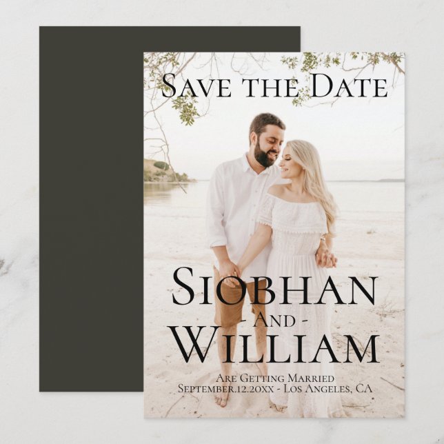 Modern Save The Date Personalised Photo Invitation (Front/Back)