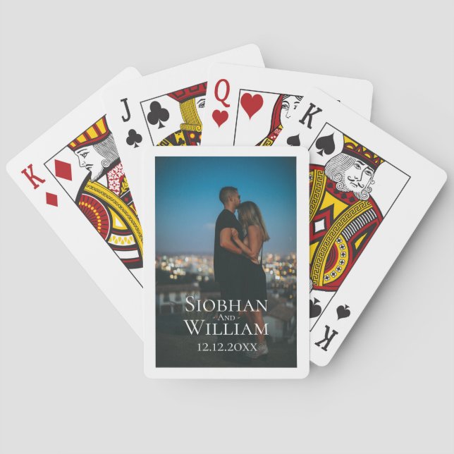 Modern Save The Date Personalised Photo Playing Cards (Back)