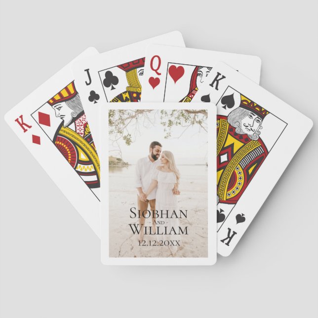 Modern Save The Date Personalised Photo Playing Cards (Back)