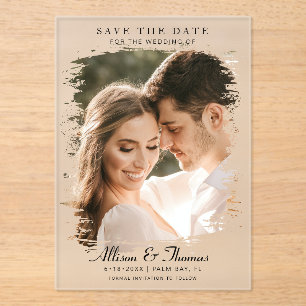 Modern Save the Date Photo Chic Wedding Acrylic Invitations