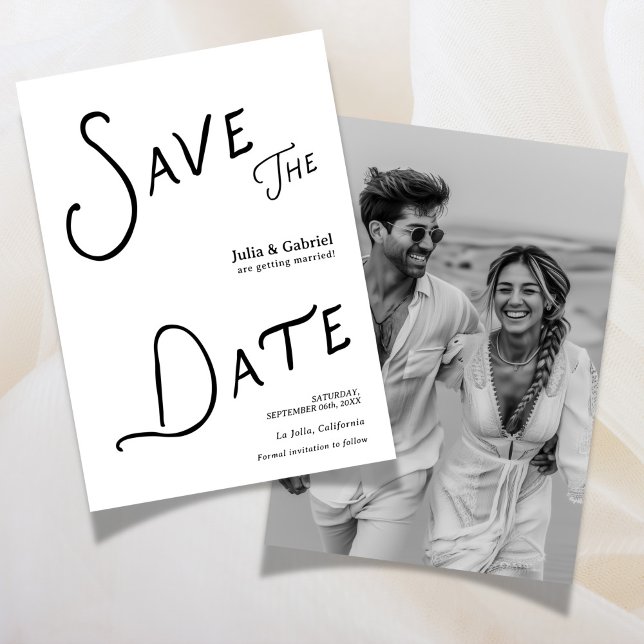 Modern Save The Date Photo Invitation (Modern Save The Date Photo Blue Invitation)
