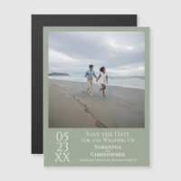 Modern Save the Date Photo Sage Green Magnet