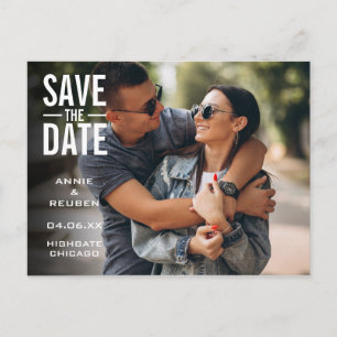 Modern Save the Date Photo Typographic Postcard