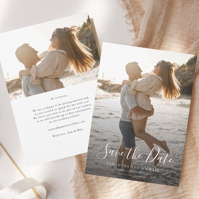 Modern Save the Date Photo Wedding Announcement (Modern 2 Photos Overlay Wedding Save the Date)