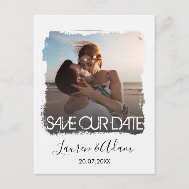 Modern Save The Date Photo Wedding  Announcement Postcard (Front)