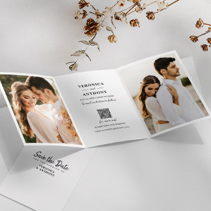 Modern Save the Date Photo Wedding Tri-Fold Announcement