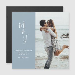 Modern Save The Date Powder Blue Magnetic Card