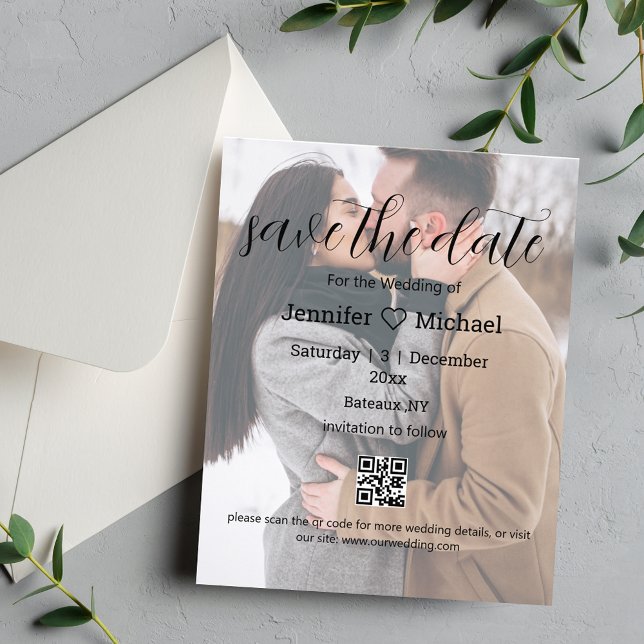 modern save the date qr code couple photo wedding  flyer (Creator Uploaded)