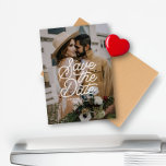 Modern Save The Date Retro Script Photo Wedding Magnet<br><div class="desc">Modern Save The Date Retro Script Photo Wedding magnet</div>