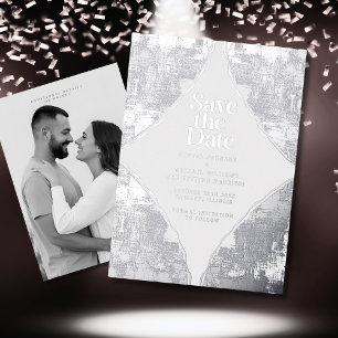 Modern Save the Date Silver Photo Templates