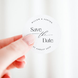 Modern Save the Date Sticker with Script Font