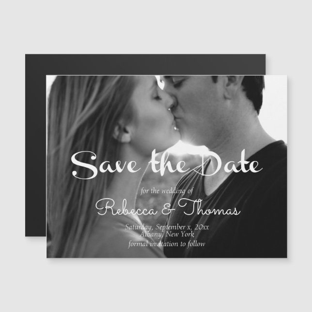 Modern, Save The Date, Typography, Custom Magnetic Invitation (Front/Back)