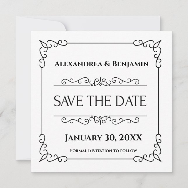 Modern Save The Date Wedding Announcement Card (Front)