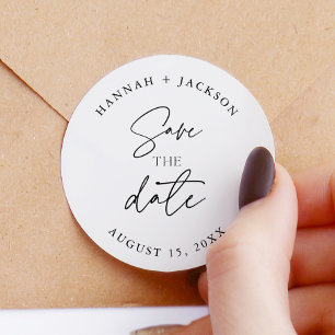 Modern Save The Date Wedding Announcement  Classic Round Sticker