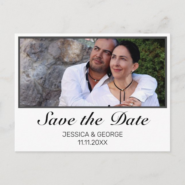 Modern Save the Date Wedding Invitation Photo Postcard (Front)
