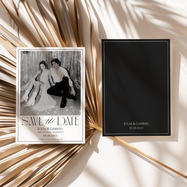 Modern Save The Date With Photo Invitation (modern save the date, photo save the date, wedding save the date card, minimalist wedding stationery)