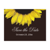 Modern Save the Date Yellow Sunflower