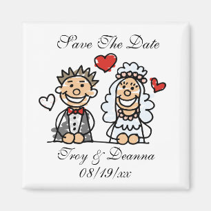 Modern Save The Dates Custom Names Bride Groom Mag Magnet