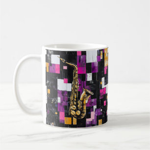 Modern saxophone coffee mug