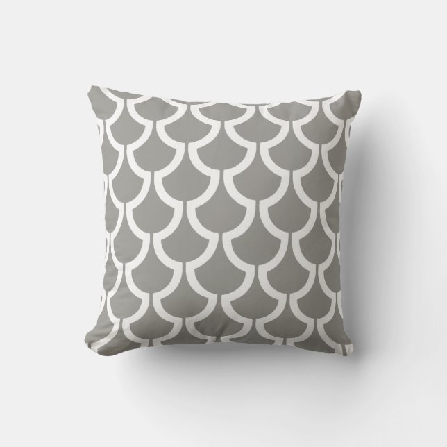 Modern Scales Geometric | grey white Cushion (Front)