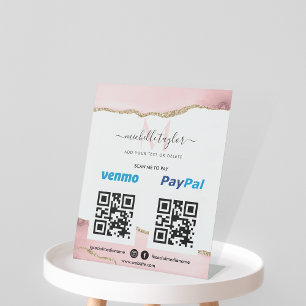 Modern Scan to Pay Venmo PayPal QR code Monogram P Pedestal Sign