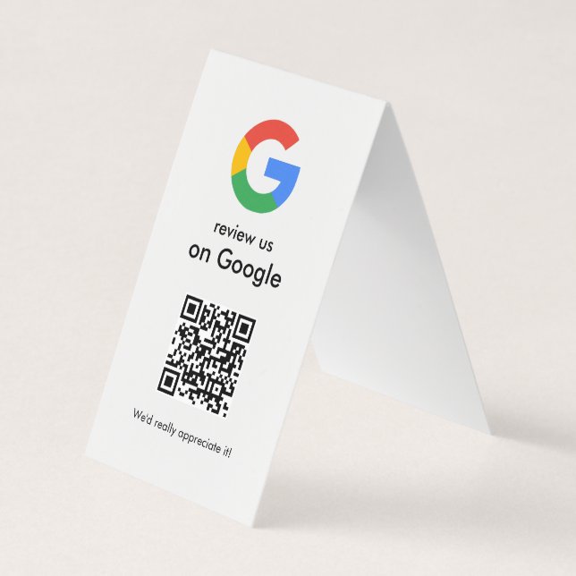 Modern Scan to Review Google QR Code Business Sign Card (Front)