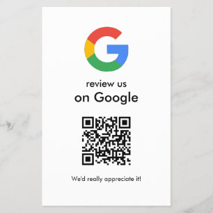 Modern Scan to Review Google QR Code Business Sign Flyer