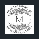 Modern Scandi Botanical Wreath Monogram Bookplate Self-inking Stamp<br><div class="desc">Add a clean modern touch to all your favourite books with our chic Modern Scandi Botanical Wreath Monogram Bookplate stamp, featuring your single initial monogram in modern sans serif lettering, framed by an intricate wreath of tiny botanical leaves. "From the library of [your name]" appears in a gentle typographic curve....</div>