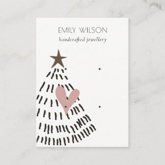 Modern Scandi Christmas Tree Heart 2 Earring Logo Business Card