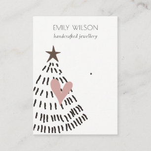 Modern Scandi Christmas Tree Heart Earring Logo Business Card