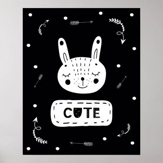 Modern scandi cute Bunny Nursery Poster (Front)