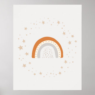 Modern scandi cute rainbow with stars Nursery Poster