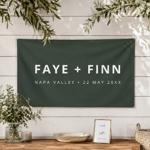 Modern Scandi   Forest Green Minimal Wedding Banner