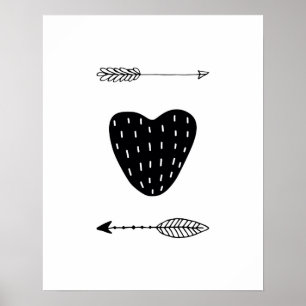 Modern scandi Heart and arrows nursery Poster