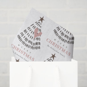 Modern Scandi Minimal Blush Heart Christmas Tree Tissue Paper