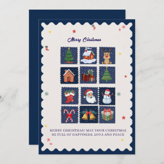 Modern Scandi with Festive Icons Flat Holiday Card