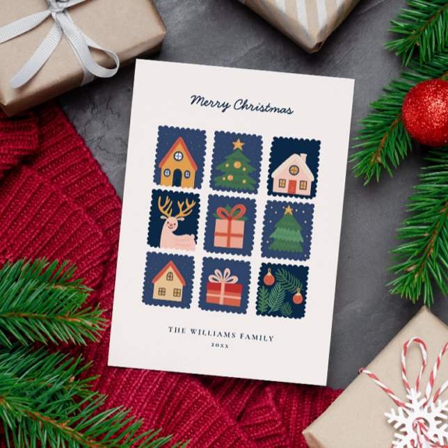 Modern Scandi with Festive Icons Photo Holiday Card (Creator Uploaded)