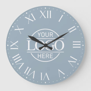 Modern Scandinavian Blue Company Business Logo Large Clock